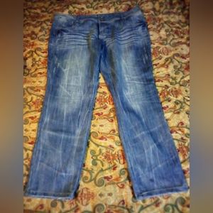 Almost Famous Stretch Denim Stone Washed Jeans Women 22 Blue
